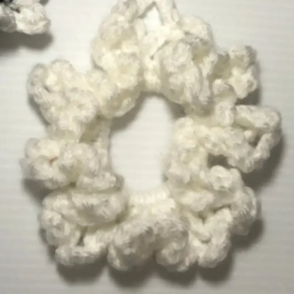 NWT Black White Handmade Crocheted Hair Scrunchie Set of 3